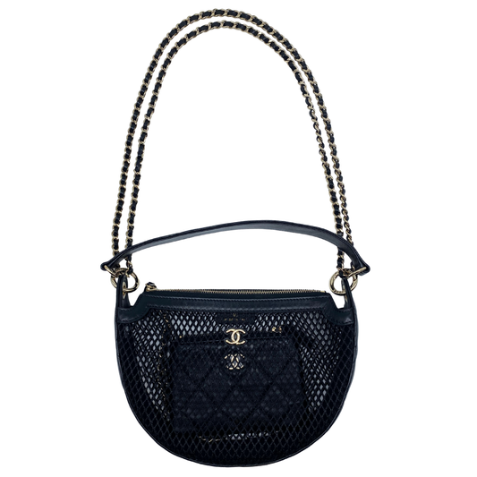 Chanel Black Mesh Hobo With Chains
