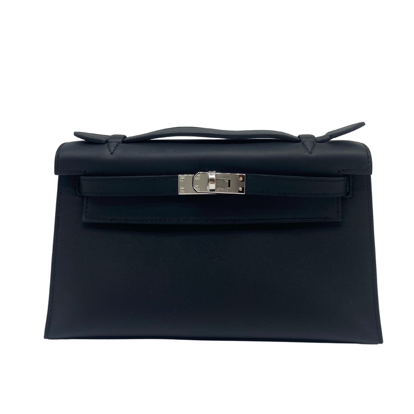 Hermès Kelly Pochette Black Swift Palladium Hardware