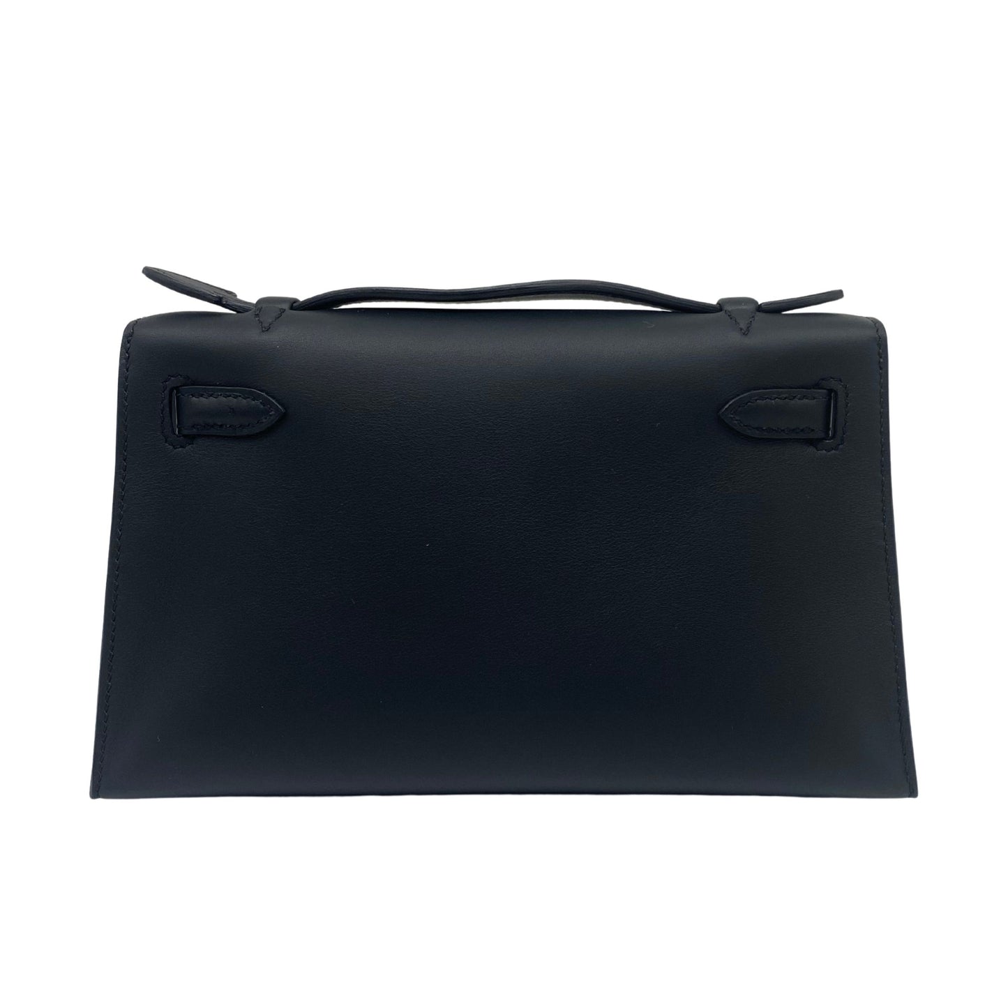 Hermès Kelly Pochette Black Swift Palladium Hardware