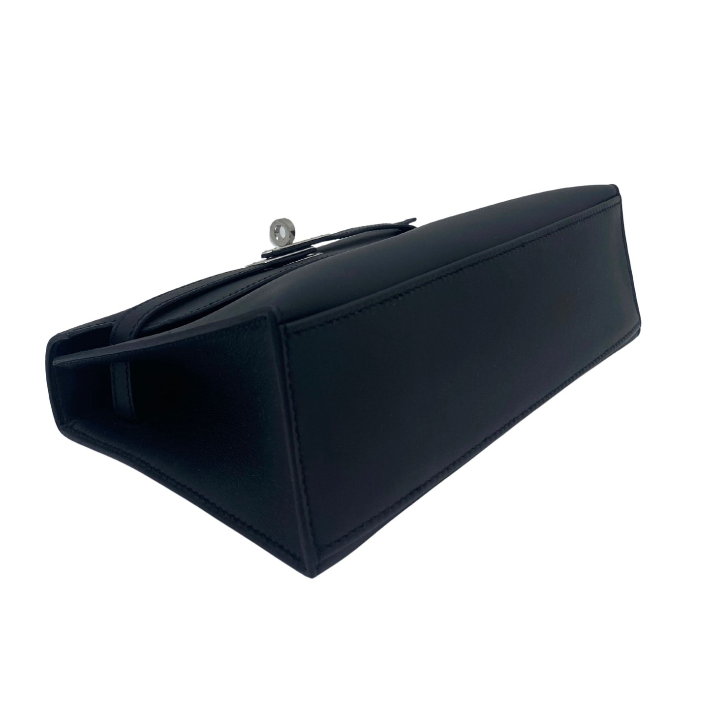 Hermès Kelly Pochette Black Swift Palladium Hardware