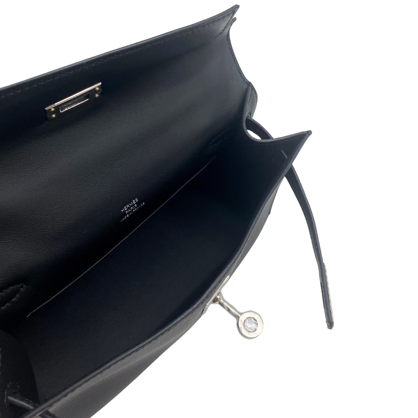 Hermès Kelly Pochette Black Swift Palladium Hardware