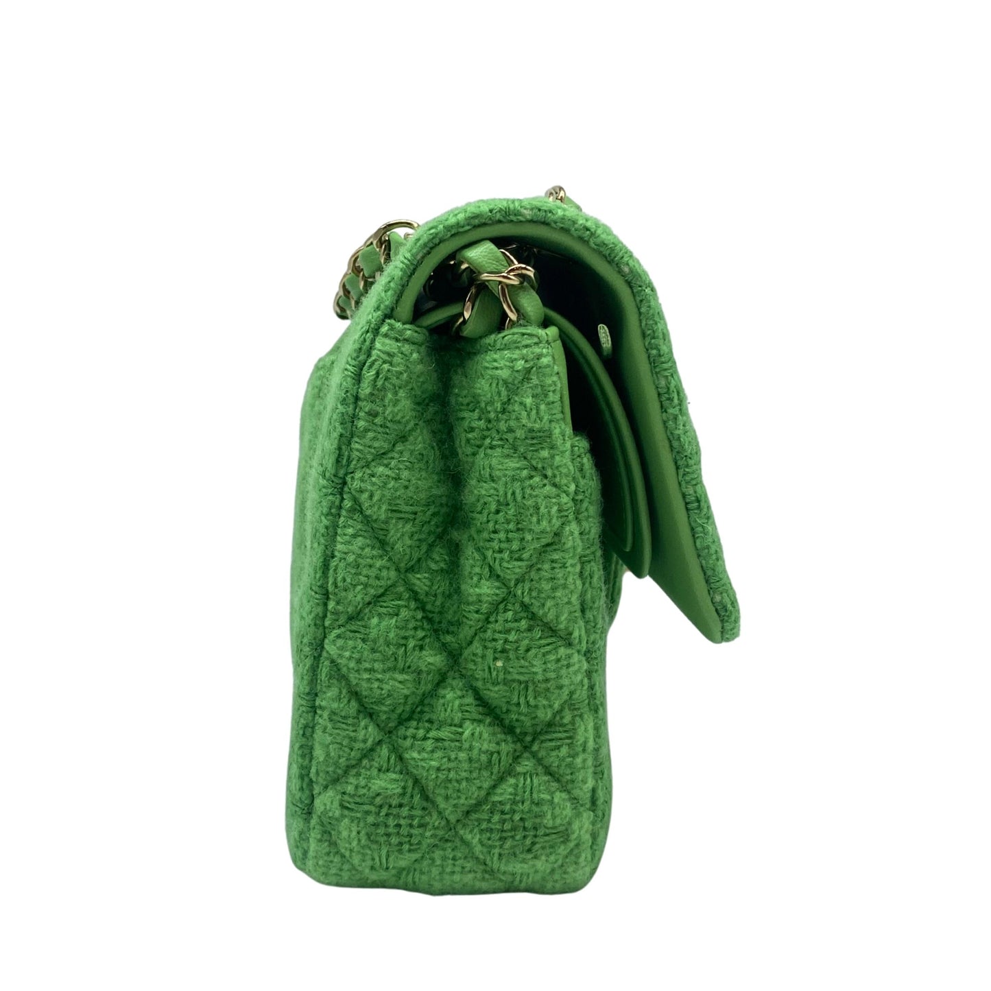 Chanel Green Medium Tweed Doule Flap