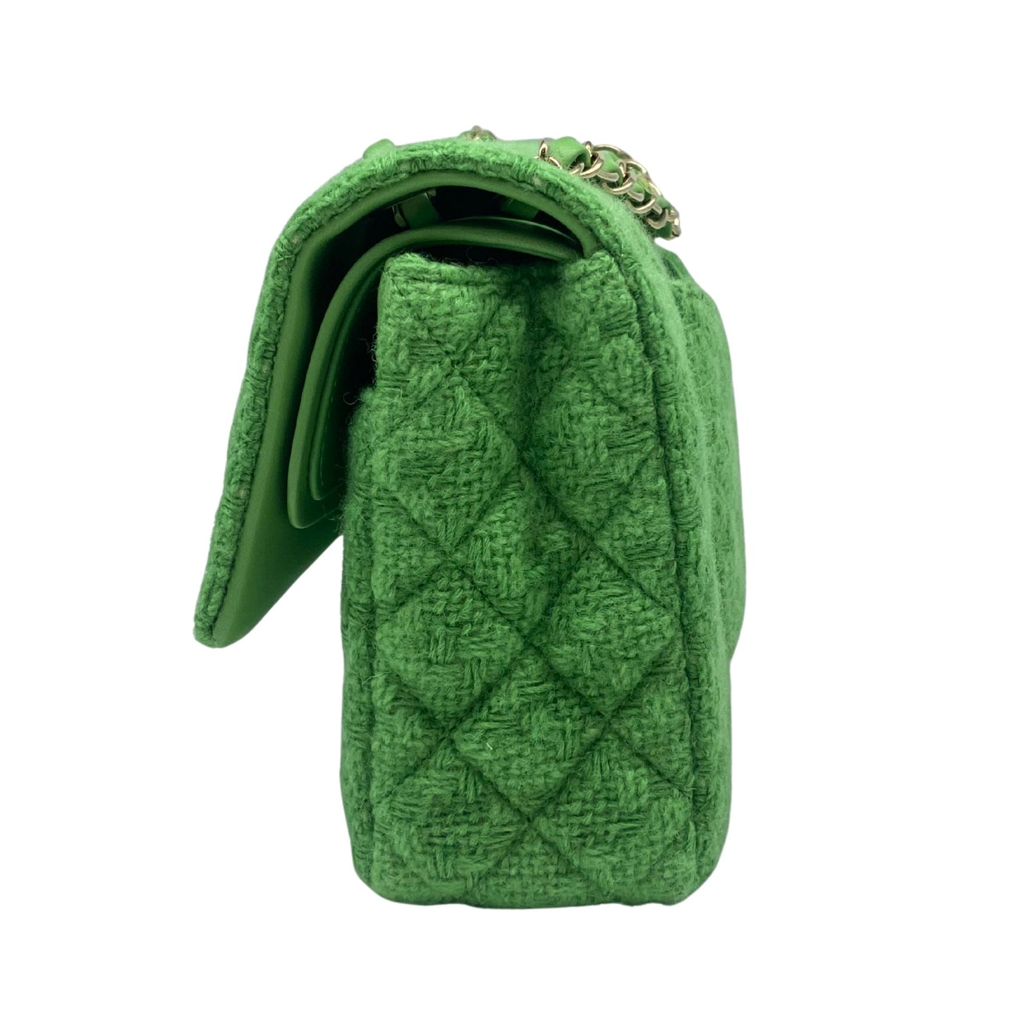 Chanel Green Medium Tweed Doule Flap