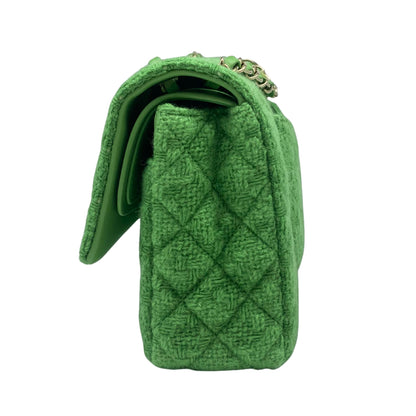 Chanel Green Medium Tweed Doule Flap