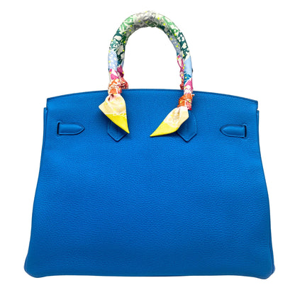 Hermes Birkin 35, Blue Zanzibar Verso Malachite with 2 Twillys.