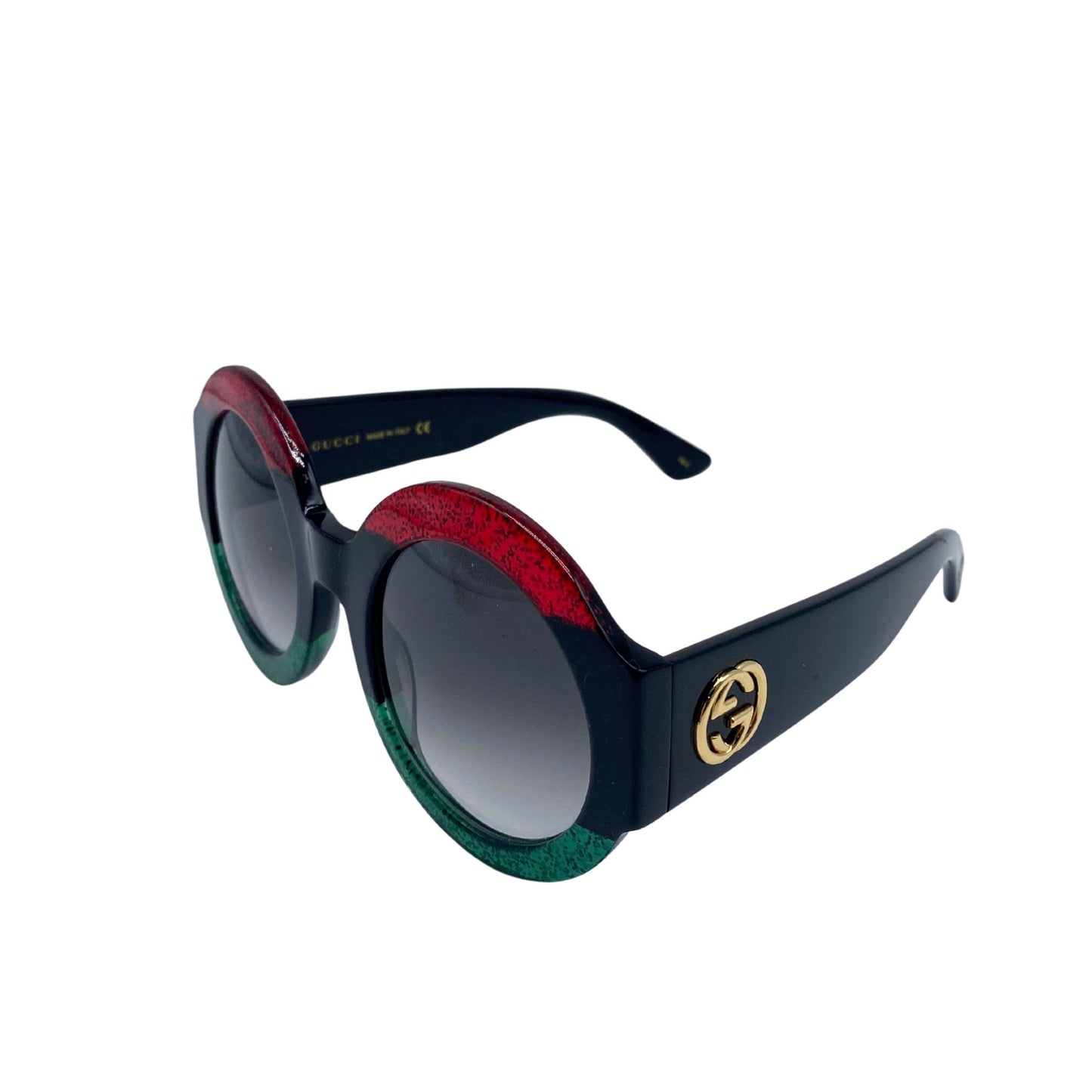 Gucci Green/Red Glitter Rounded Sunglasses