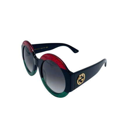 Gucci Green/Red Glitter Rounded Sunglasses