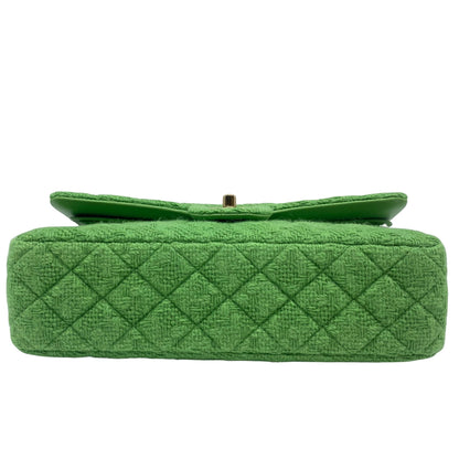 Chanel Green Medium Tweed Doule Flap