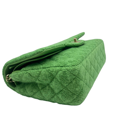 Chanel Green Medium Tweed Doule Flap