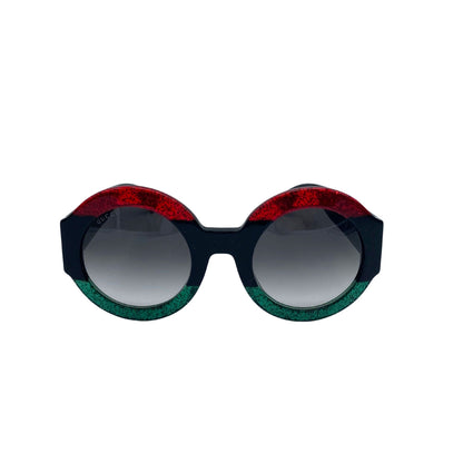 Gucci Green/Red Glitter Rounded Sunglasses