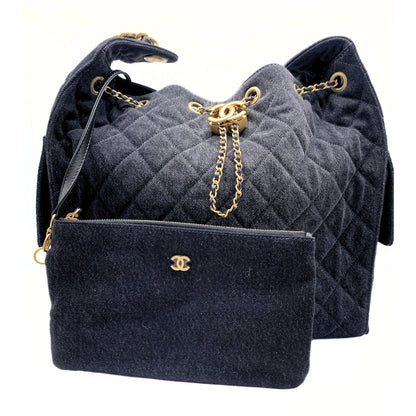 Chanel 25 Medium Black Denim Bag