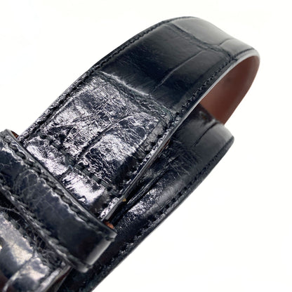Polo Ralph Lauren Black Alligator Silvertone Hardware Belt