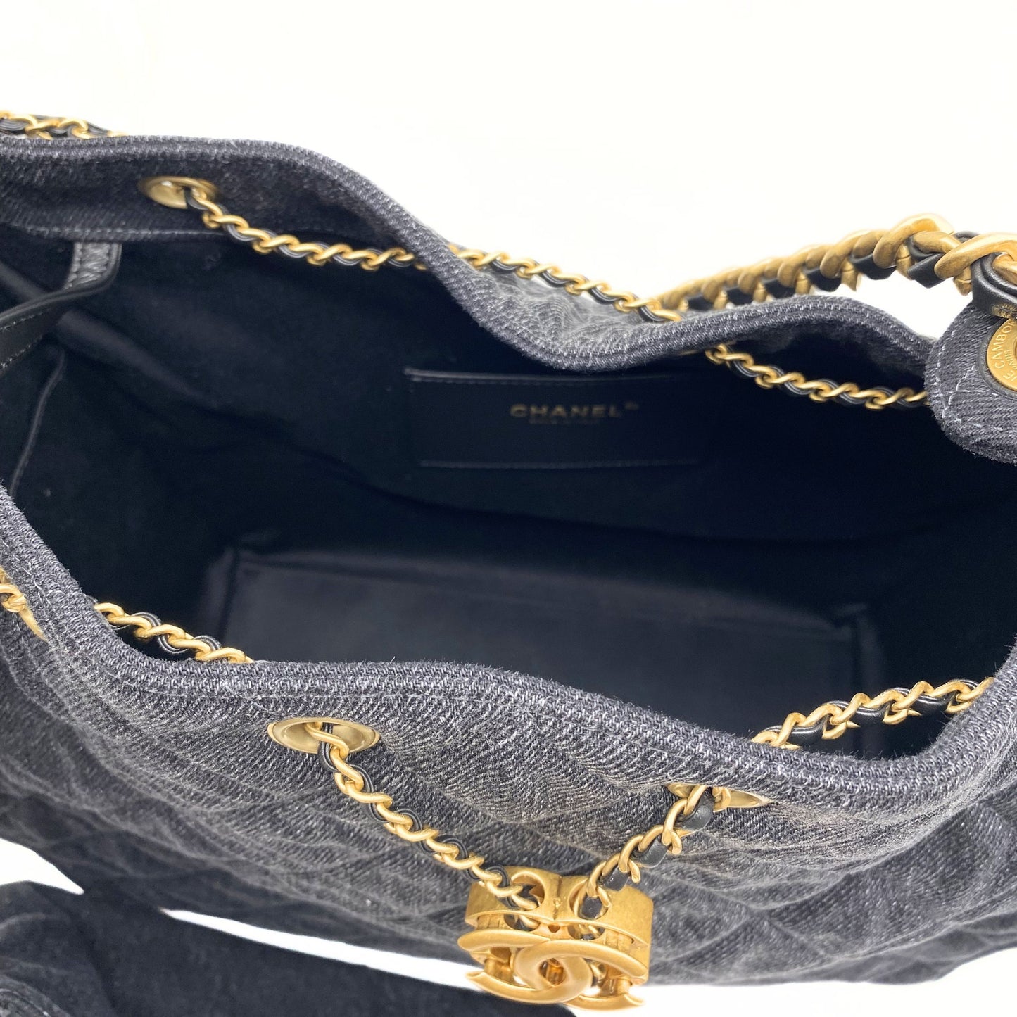 Chanel 25 Medium Black Denim Bag