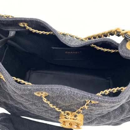 Chanel 25 Medium Black Denim Bag