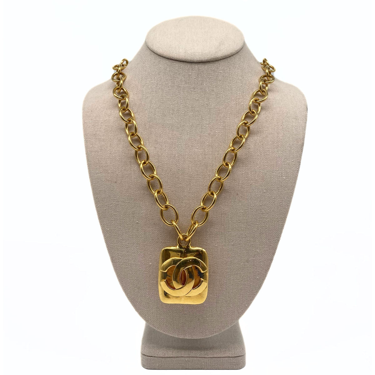 Chanel Gold CC Square Necklace