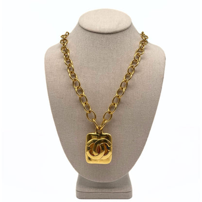 Chanel Gold CC Square Necklace