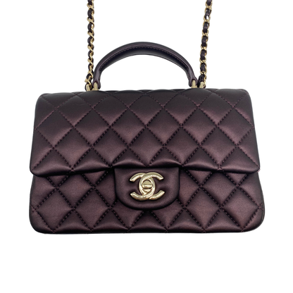 Chanel Mini Rectangle With Handle Flap- Bronze/Purple Irridescent
