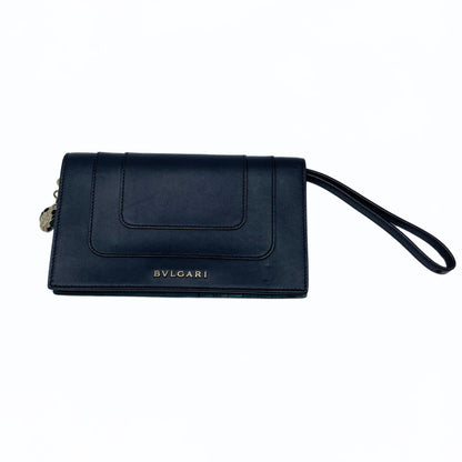 Bvlgari Black Teal Interior Wallet Wristlet