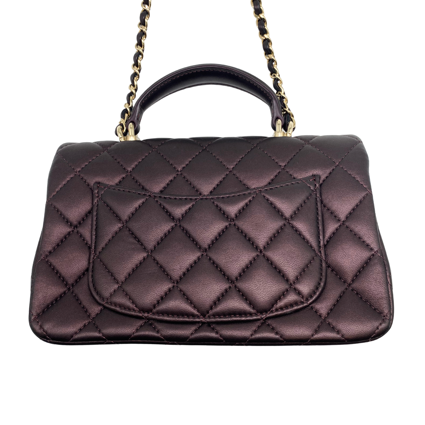 Chanel Mini Rectangle With Handle Flap- Bronze/Purple Irridescent