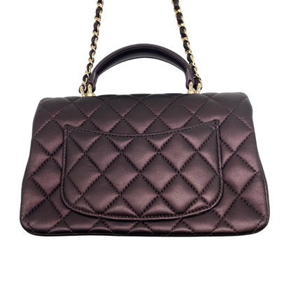 Chanel Mini Rectangle With Handle Flap- Bronze/Purple Irridescent