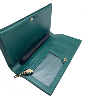 Bvlgari Black Teal Interior Wallet Wristlet
