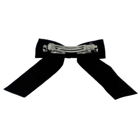 Chanel Grosgrain Bow CC Hair Clip Black