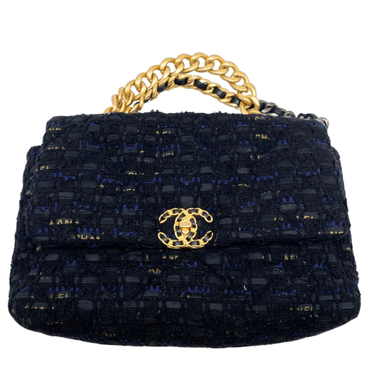 Chanel 19 Large Blue/Black Tweed