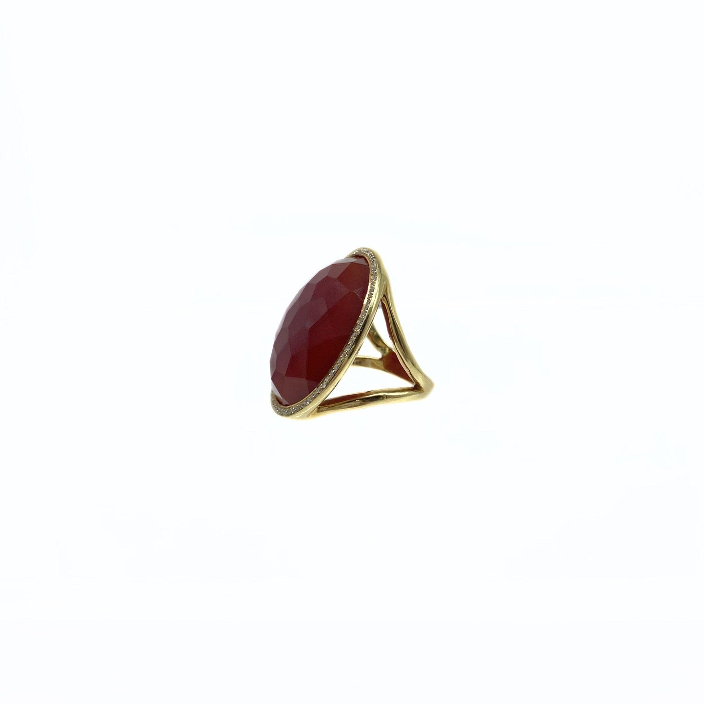Ippolita Carnelian Medium Ring in 18K Gold with Diamonds