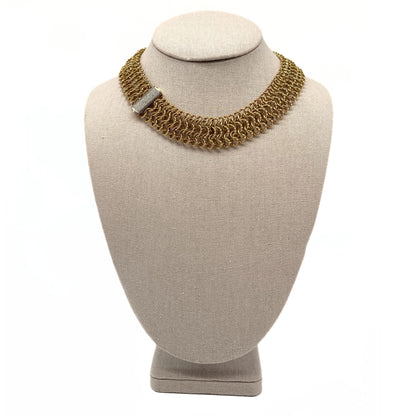David Yurman Gold Mesh Necklace with Diamond Clasp