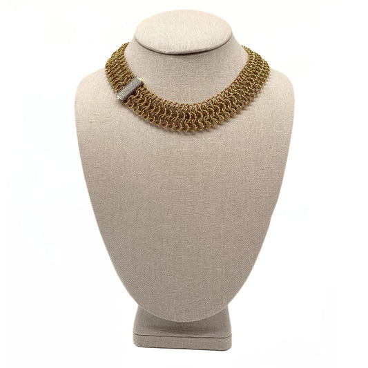 David Yurman Gold Mesh Necklace with Diamond Clasp