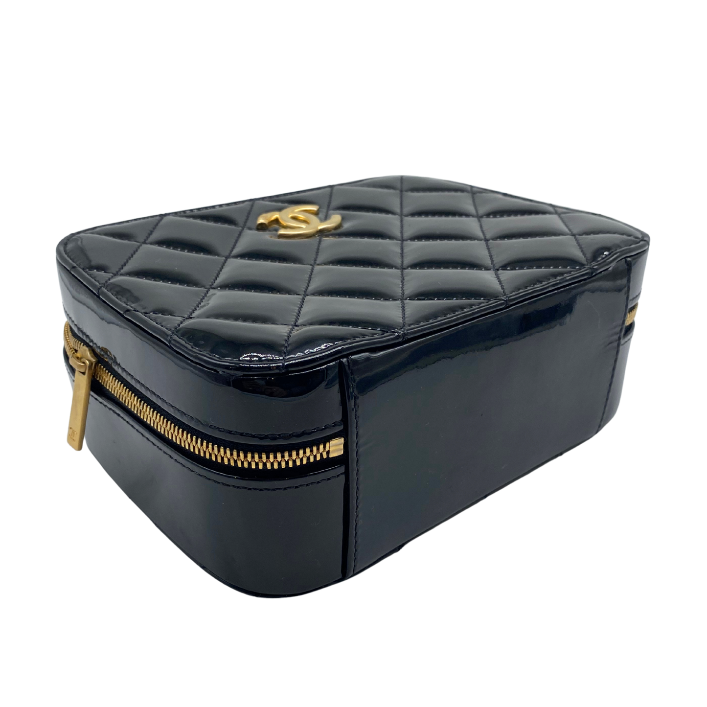 Chanel Woven Chain Handle black Patent Vanity