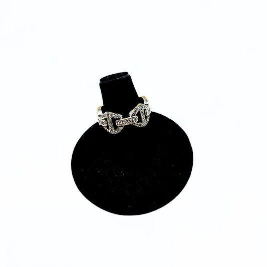 Hoorsenbuhs 18K White Gold Heritage Classic Diamond Tri Link Ring