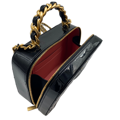 Chanel Woven Chain Handle black Patent Vanity