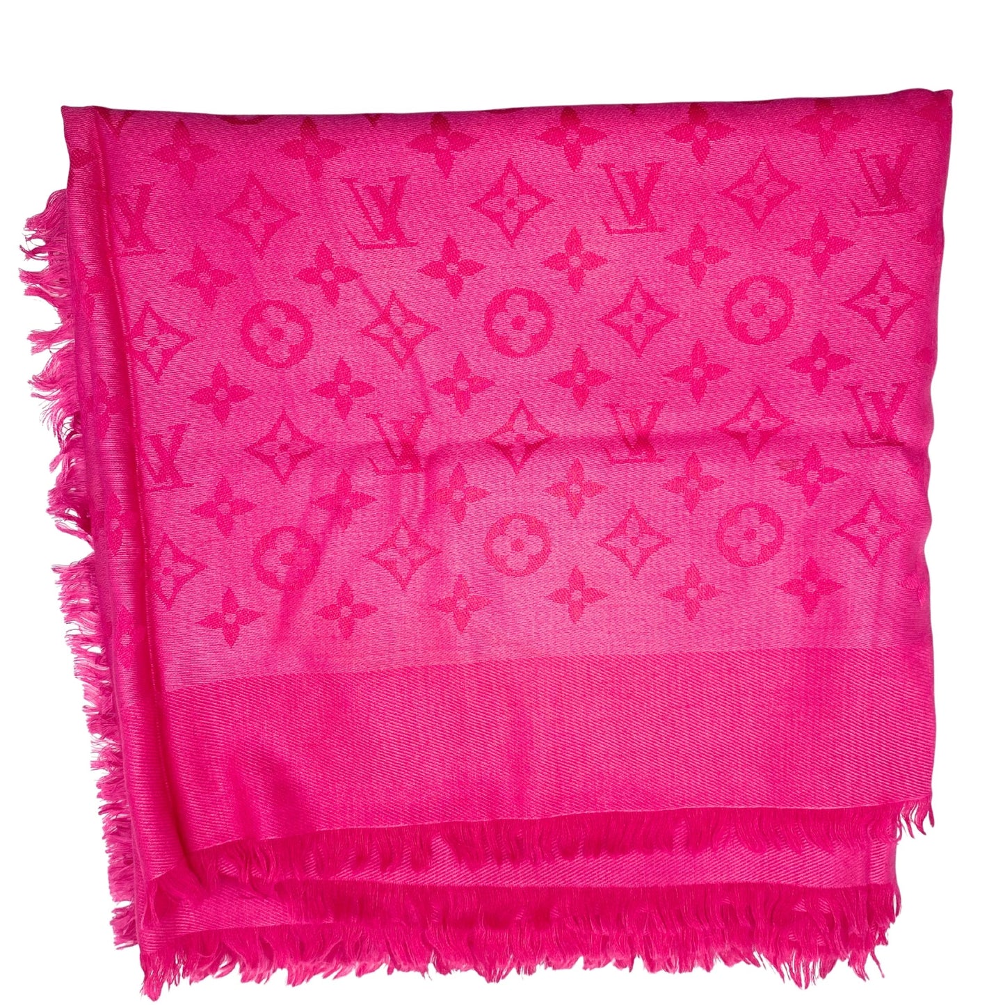 Louis Vuttion Fuchsia Monogram Cashmere Scarf/Shawl