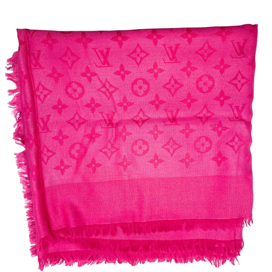 Louis Vuttion Fuchsia Monogram Cashmere Scarf/Shawl