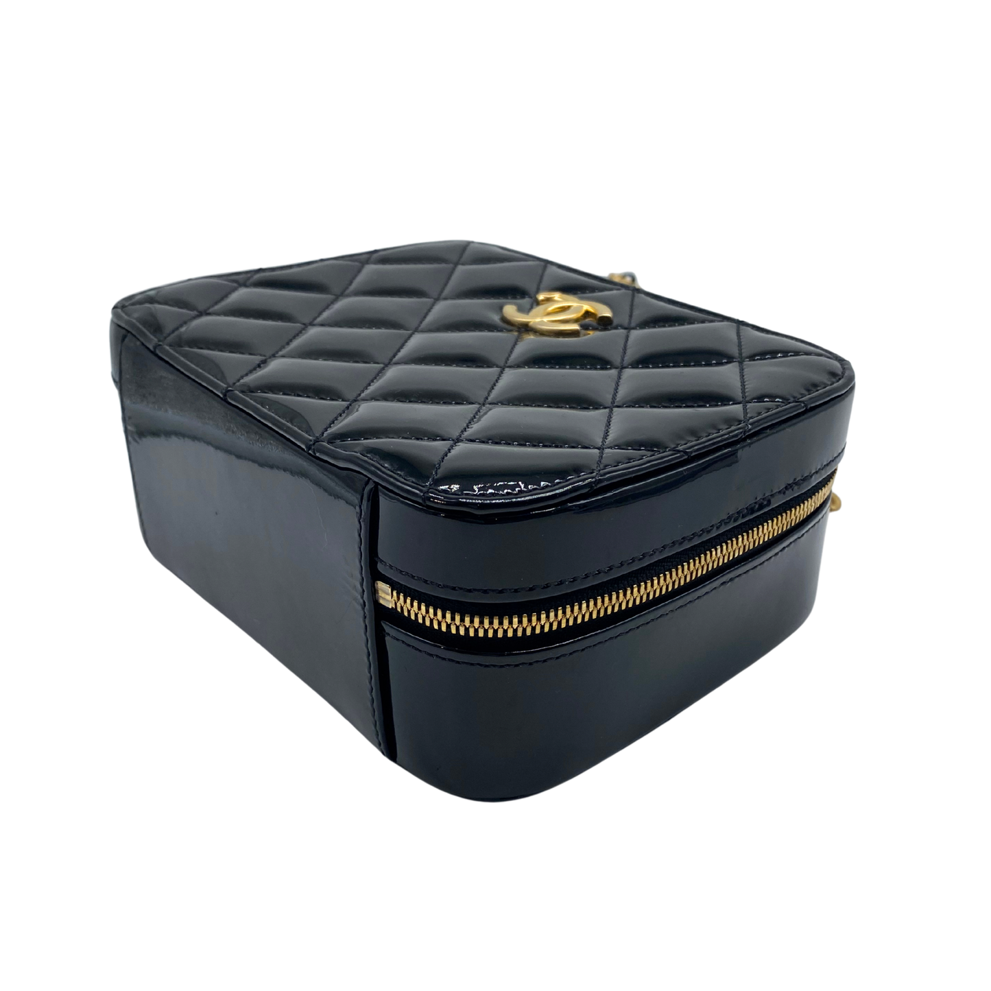 Chanel Woven Chain Handle black Patent Vanity