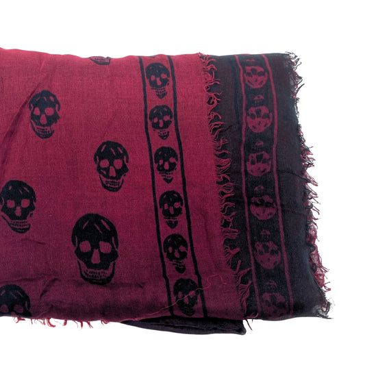 Alexander McQueen Black Red Skull Scarf/Shawl
