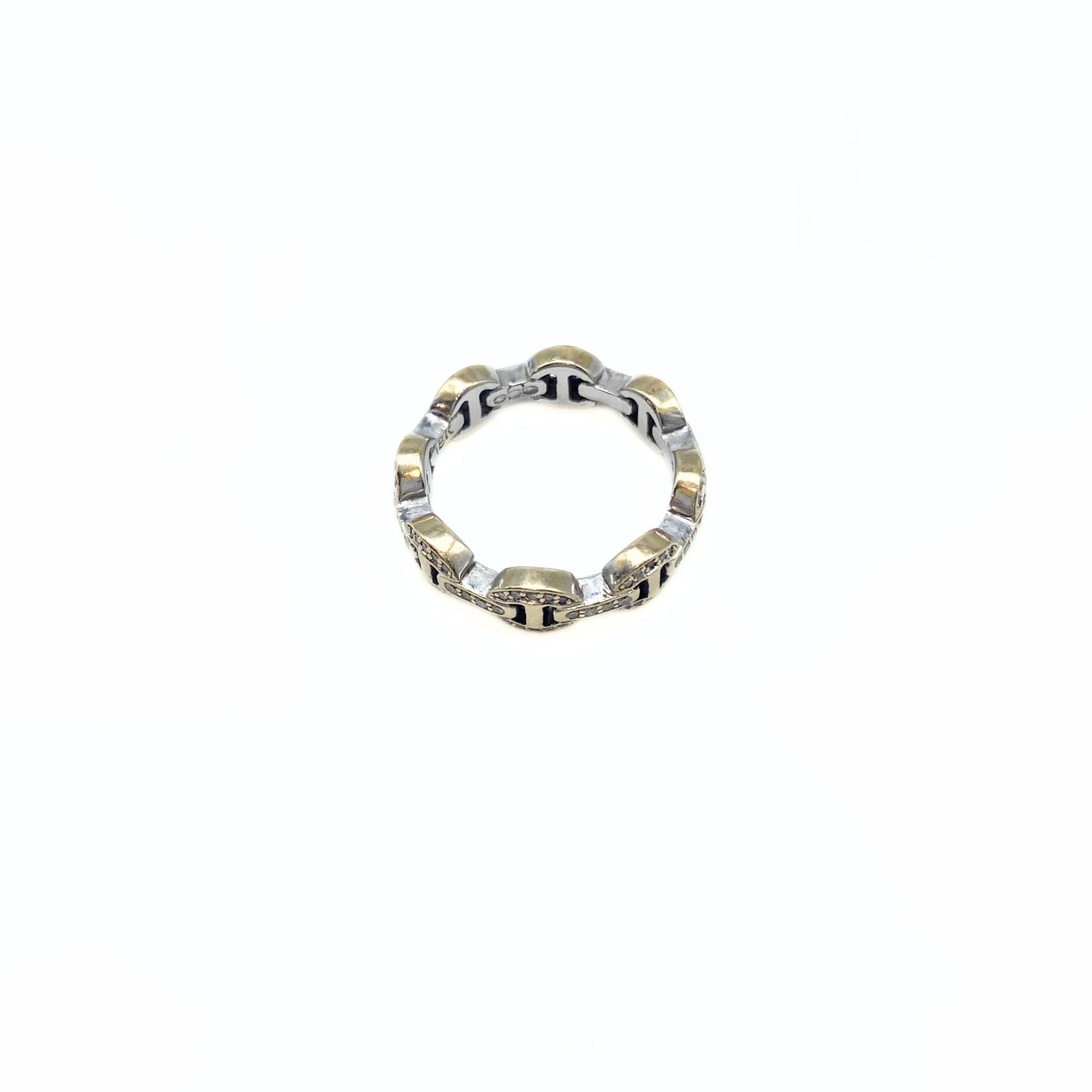 Hoorsenbuhs 18K White Gold Heritage Diamond Tri Link Ring