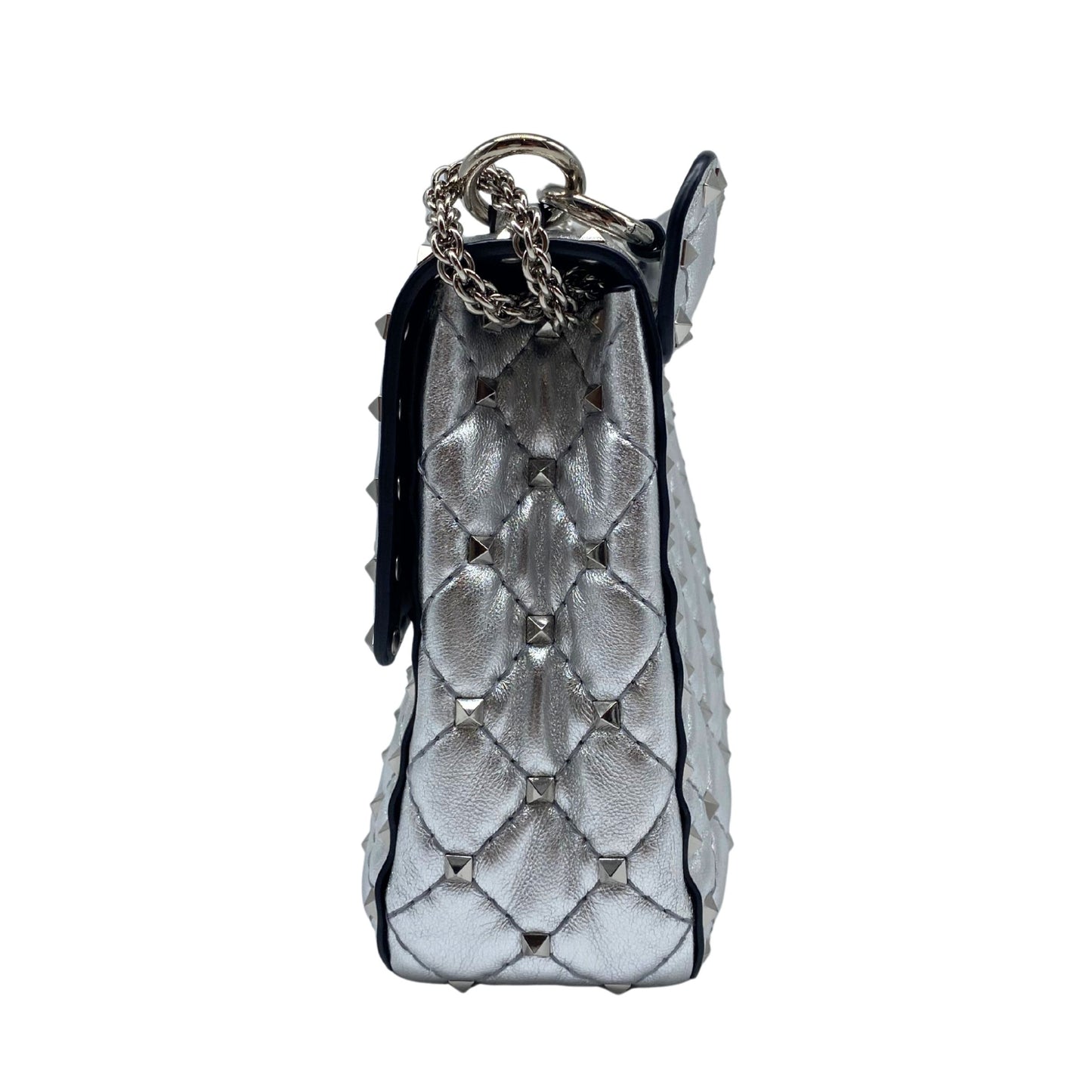 Valentino Garavani Rockstud Spike Silver Medium Bag