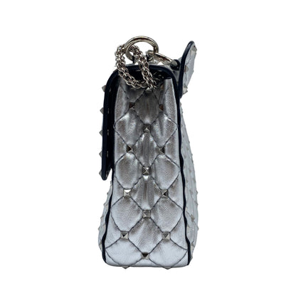 Valentino Garavani Rockstud Spike Silver Medium Bag