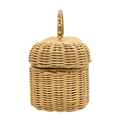Chanel Braided Rattan Cruise Vanity Case Aged Gold Hardware