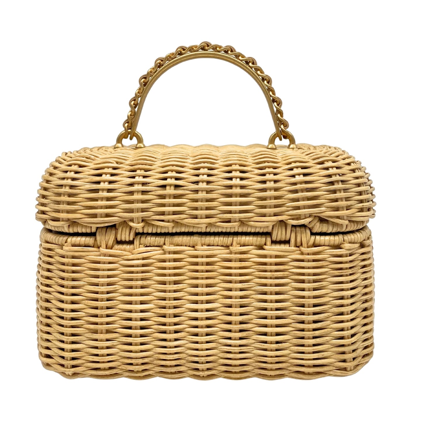 Chanel Braided Rattan Cruise Vanity Case Aged Gold Hardware