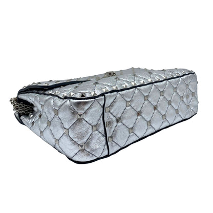 Valentino Garavani Rockstud Spike Silver Medium Bag