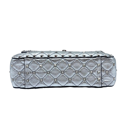 Valentino Garavani Rockstud Spike Silver Medium Bag