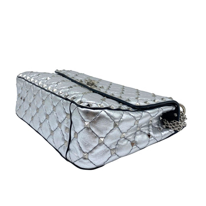 Valentino Garavani Rockstud Spike Silver Medium Bag
