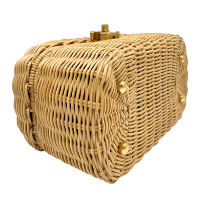 Chanel Braided Rattan Cruise Vanity Case Aged Gold Hardware