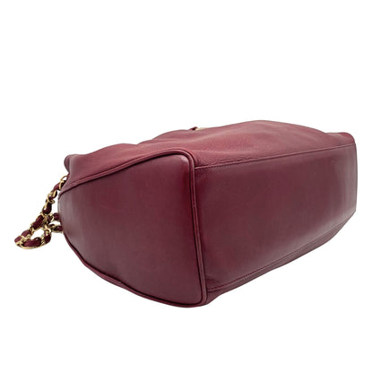 Chanel Burgundy Leather Bucket Goldhardware w/ Nylon Pouch