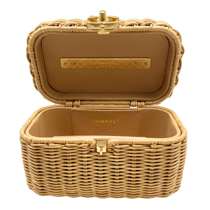 Chanel Braided Rattan Cruise Vanity Case Aged Gold Hardware