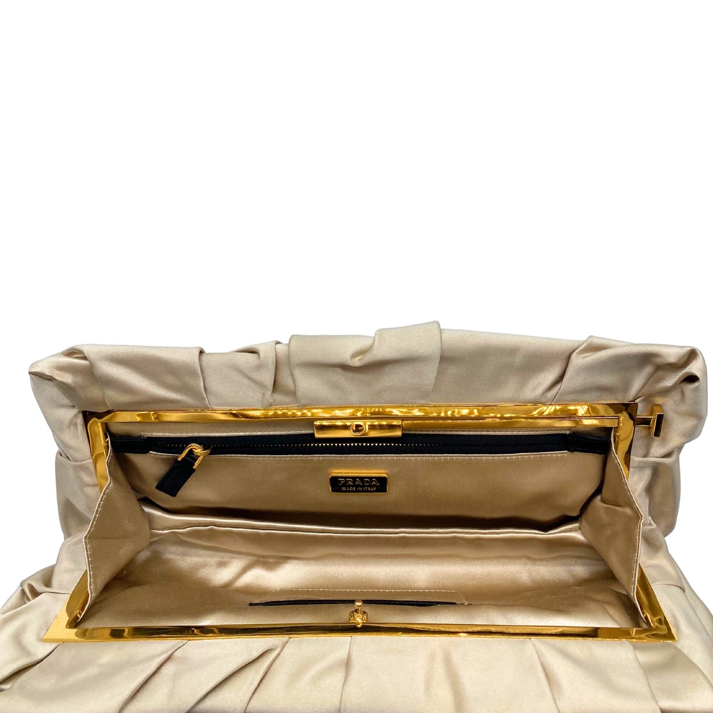 Prada Champagne Satin Clutch