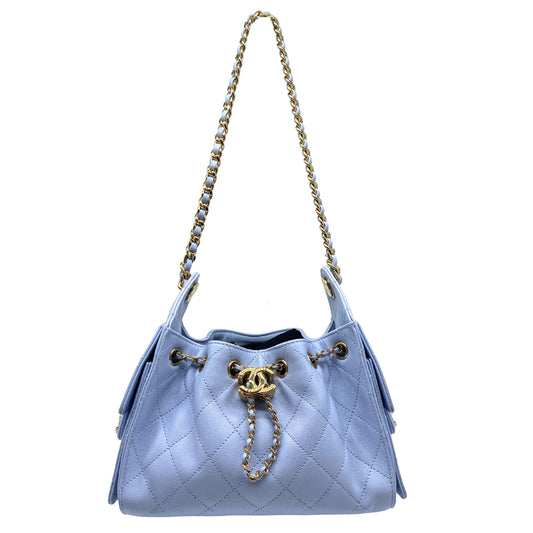 Chanel 25 Mini Periwinkle Blue Light Gold Hardware